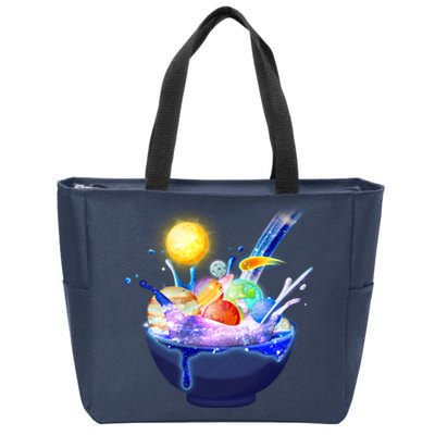 Space Galaxy Planets Cereal Bowl Zip Tote Bag