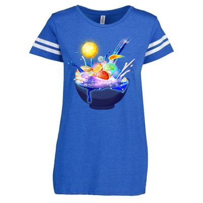 Space Galaxy Planets Cereal Bowl Enza Ladies Jersey Football T-Shirt