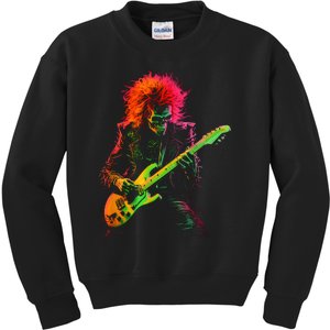 Skeleton Graphic Playing Guitar Rock Band Kids Sweatshirt