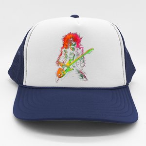 Skeleton Graphic Playing Guitar Rock Band Trucker Hat