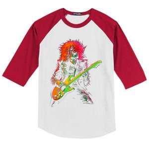 Skeleton Graphic Playing Guitar Rock Band Kids Colorblock Raglan Jersey