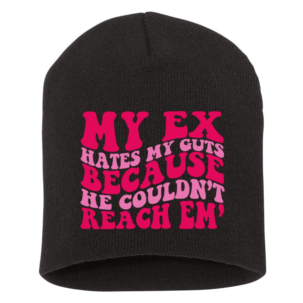 Sarcasm Groovy Quotes My Ex Hates My Guts Because He Couldn't Reach Em Short Acrylic Beanie