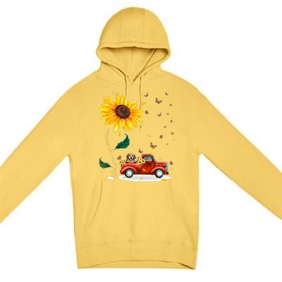 Sunflower Golden Retriever Head Funny Dog Premium Pullover Hoodie