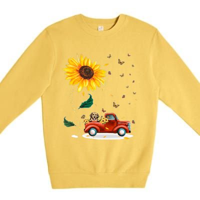 Sunflower Golden Retriever Head Funny Dog Premium Crewneck Sweatshirt