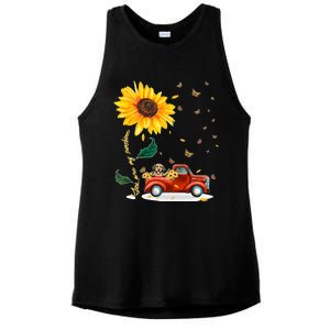 Sunflower Golden Retriever Head Funny Dog Ladies PosiCharge Tri-Blend Wicking Tank