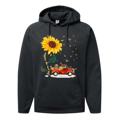 Sunflower Golden Retriever Head Funny Dog Performance Fleece Hoodie