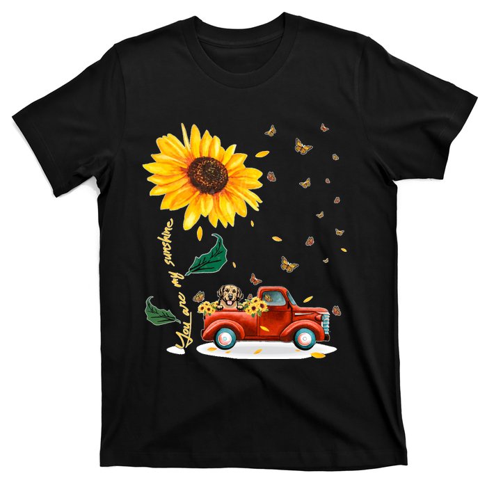 Sunflower Golden Retriever Head Funny Dog T-Shirt