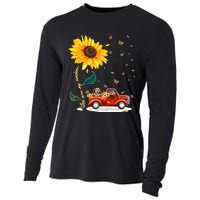 Sunflower Golden Retriever Head Funny Dog Cooling Performance Long Sleeve Crew