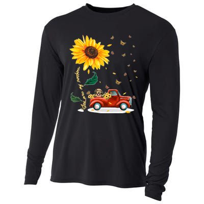 Sunflower Golden Retriever Head Funny Dog Cooling Performance Long Sleeve Crew