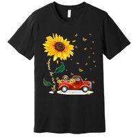 Sunflower Golden Retriever Head Funny Dog Premium T-Shirt