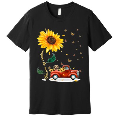 Sunflower Golden Retriever Head Funny Dog Premium T-Shirt