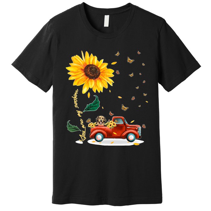 Sunflower Golden Retriever Head Funny Dog Premium T-Shirt