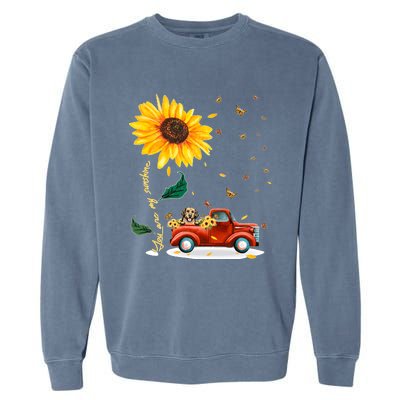 Sunflower Golden Retriever Head Funny Dog Garment-Dyed Sweatshirt