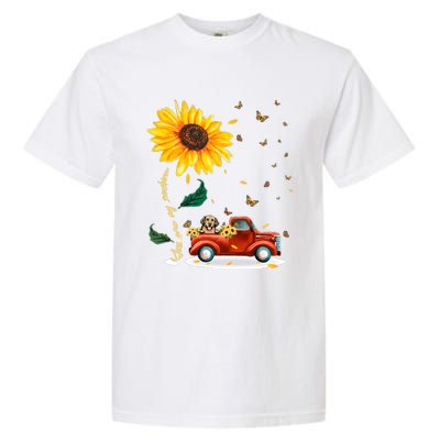 Sunflower Golden Retriever Head Funny Dog Garment-Dyed Heavyweight T-Shirt