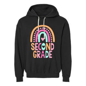 Second Grade Rainbow Girl Boy Teacher Cute 2nd Grade Squad Garment-Dyed Fleece Hoodie