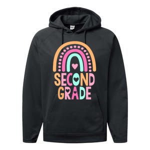 Second Grade Rainbow Girl Boy Teacher Cute 2nd Grade Squad Performance Fleece Hoodie