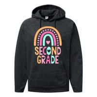 Second Grade Rainbow Girl Boy Teacher Cute 2nd Grade Squad Performance Fleece Hoodie