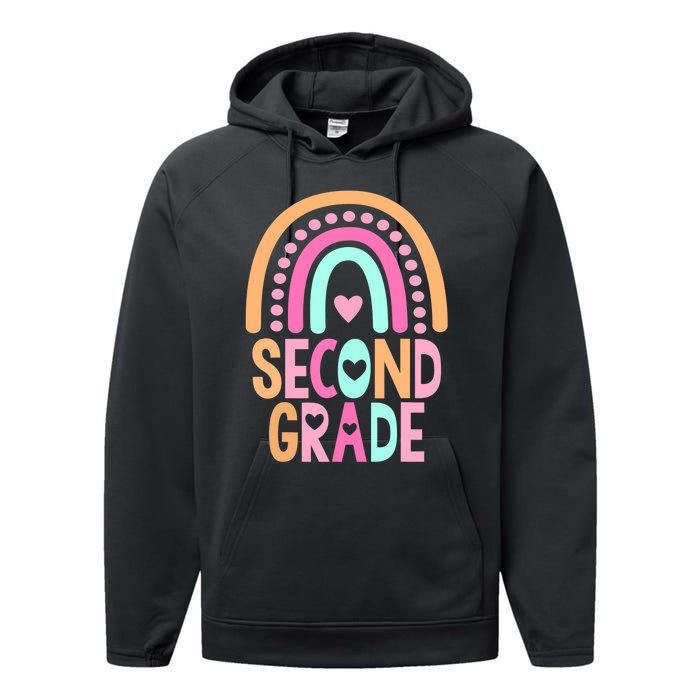 Second Grade Rainbow Girl Boy Teacher Cute 2nd Grade Squad Performance Fleece Hoodie