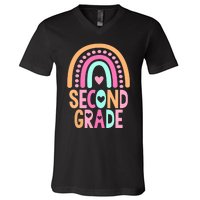 Second Grade Rainbow Girl Boy Teacher Cute 2nd Grade Squad V-Neck T-Shirt