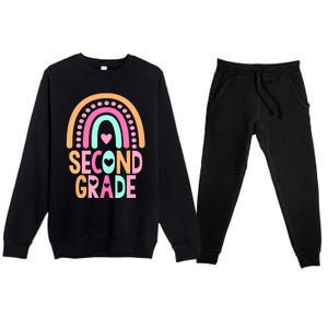 Second Grade Rainbow Girl Boy Teacher Cute 2nd Grade Squad Premium Crewneck Sweatsuit Set