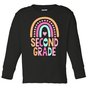 Second Grade Rainbow Girl Boy Teacher Cute 2nd Grade Squad Toddler Long Sleeve Shirt