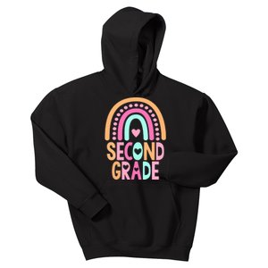 Second Grade Rainbow Girl Boy Teacher Cute 2nd Grade Squad Kids Hoodie