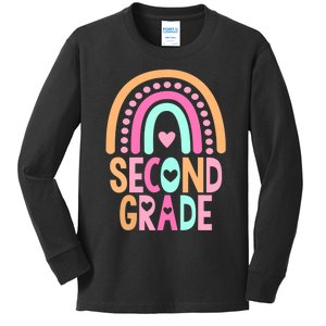 Second Grade Rainbow Girl Boy Teacher Cute 2nd Grade Squad Kids Long Sleeve Shirt