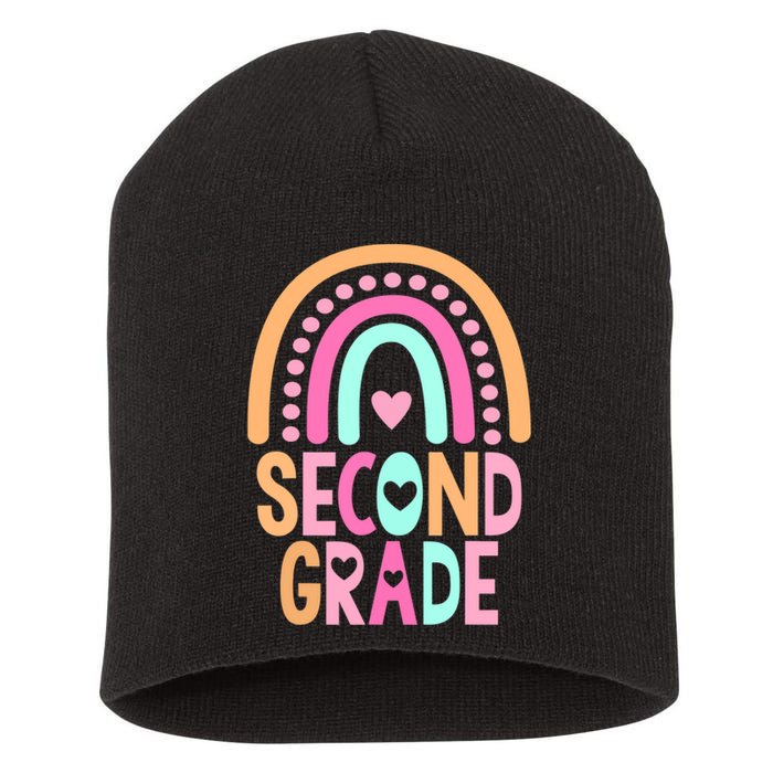 Second Grade Rainbow Girl Boy Teacher Cute 2nd Grade Squad Short Acrylic Beanie