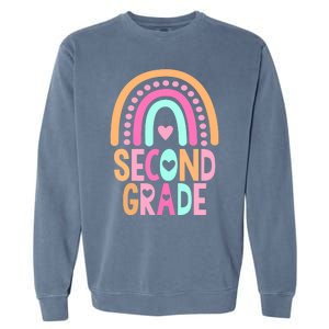 Second Grade Rainbow Girl Boy Teacher Cute 2nd Grade Squad Garment-Dyed Sweatshirt