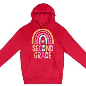 Second Grade Rainbow Girl Boy Teacher Cute 2nd Grade Squad Premium Pullover Hoodie