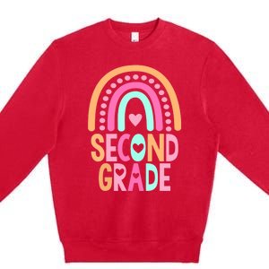 Second Grade Rainbow Girl Boy Teacher Cute 2nd Grade Squad Premium Crewneck Sweatshirt