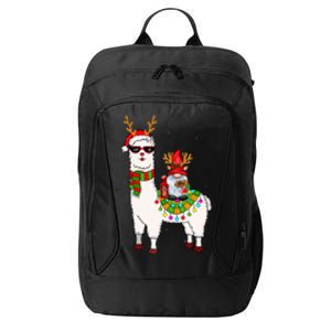 Santa Gnomes Riding Llama Reindeer Christmas Lights  City Backpack