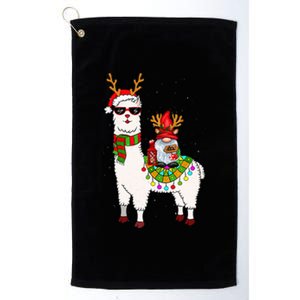 Santa Gnomes Riding Llama Reindeer Christmas Lights  Platinum Collection Golf Towel