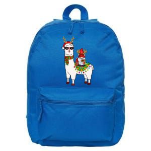 Santa Gnomes Riding Llama Reindeer Christmas Lights  16 in Basic Backpack