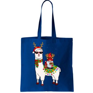 Santa Gnomes Riding Llama Reindeer Christmas Lights  Tote Bag