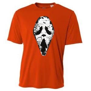 Scary Grim Reaper Halloween Scream Mask Horror Design Cooling Performance Crew T-Shirt