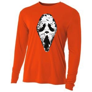 Scary Grim Reaper Halloween Scream Mask Horror Design Cooling Performance Long Sleeve Crew