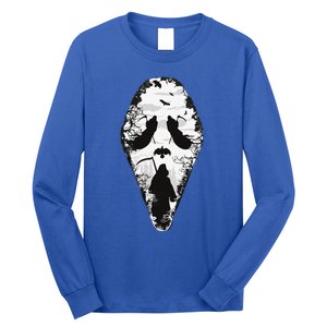 Scary Grim Reaper Halloween Scream Mask Horror Design Long Sleeve Shirt