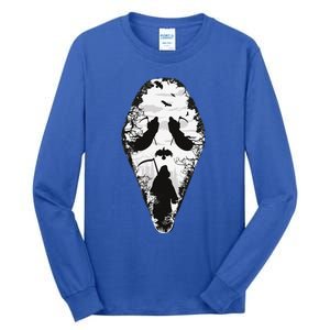 Scary Grim Reaper Halloween Scream Mask Horror Design Tall Long Sleeve T-Shirt