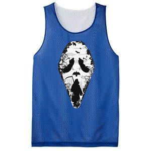 Scary Grim Reaper Halloween Scream Mask Horror Design Mesh Reversible Basketball Jersey Tank