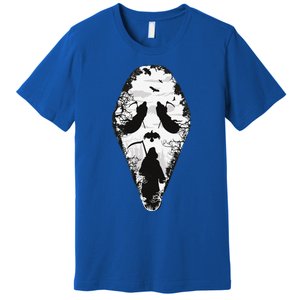 Scary Grim Reaper Halloween Scream Mask Horror Design Premium T-Shirt