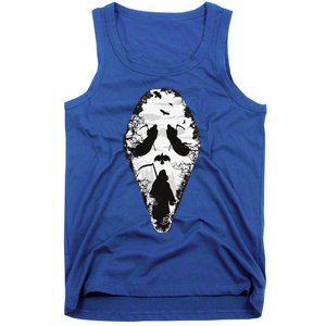 Scary Grim Reaper Halloween Scream Mask Horror Design Tank Top