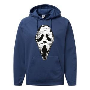 Scary Grim Reaper Halloween Scream Mask Horror Design Performance Fleece Hoodie