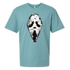 Scary Grim Reaper Halloween Scream Mask Horror Design Sueded Cloud Jersey T-Shirt