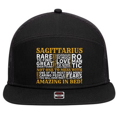 Sagittarius Gift Rare Characteristic Personality Trait Pun Gift 7 Panel Mesh Trucker Snapback Hat