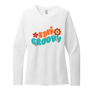 Stay Groovy Retro Floral Design For Hippie Lovers Womens CVC Long Sleeve Shirt