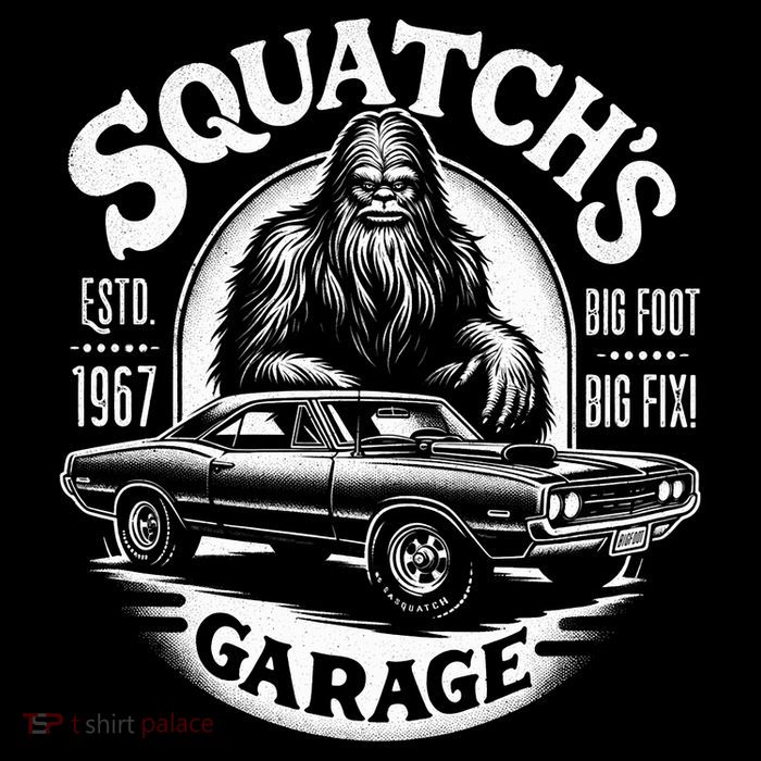 SquatchS Garage Retro – Sasquatch Bigfoot Funny Car Button