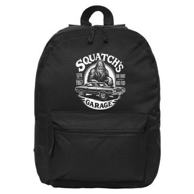SquatchS Garage Retro – Sasquatch Bigfoot Funny Car 16 in Basic Backpack