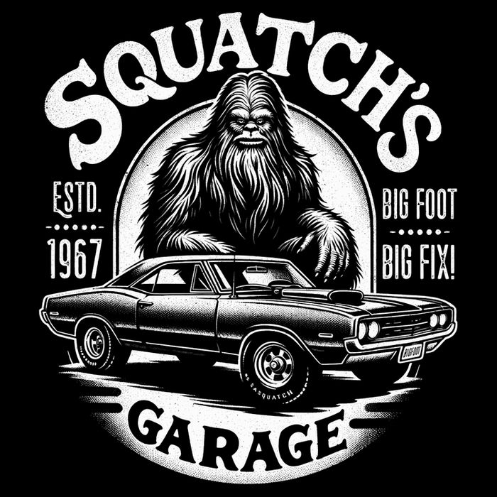 SquatchS Garage Retro – Sasquatch Bigfoot Funny Car 16 in Basic Backpack
