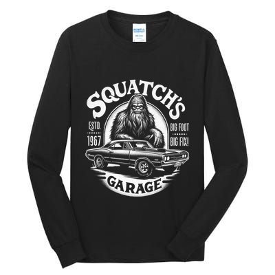 SquatchS Garage Retro – Sasquatch Bigfoot Funny Car Tall Long Sleeve T-Shirt